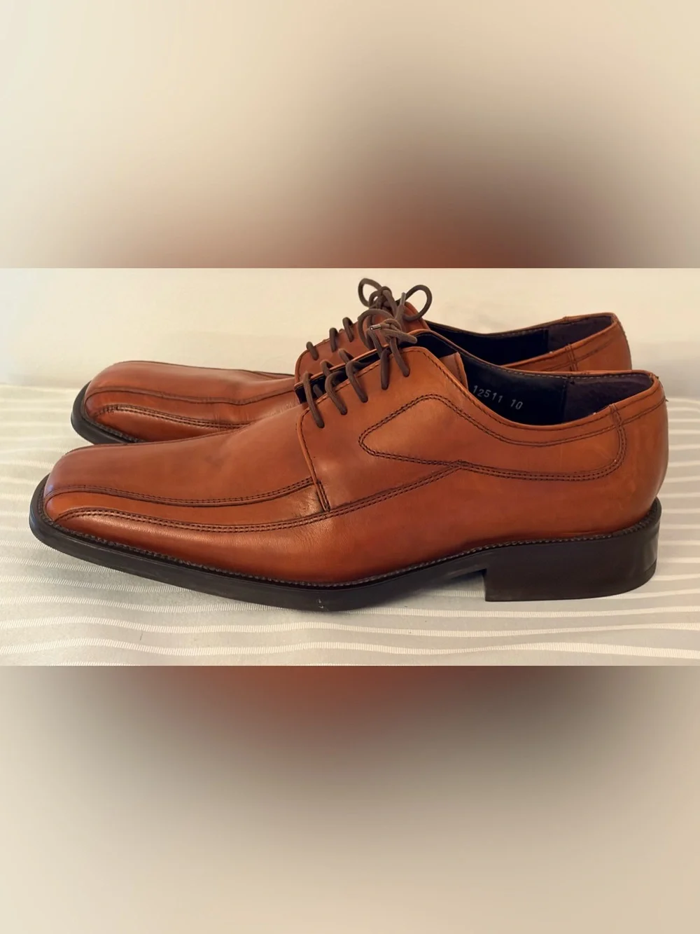 Reaction By Kenneth Cole Cognac Brown Oxford Dress Shoes W03214 Size 10 EUC